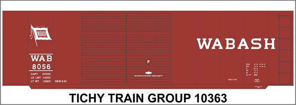 #10363-6N WABASH 40' STEEL BOXCAR DECAL 6 SETS