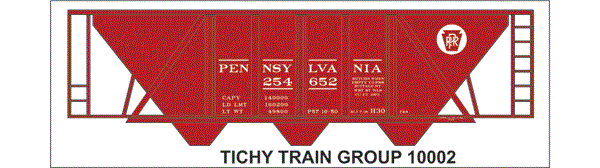 #10002-6N PRR H-30 HOPPER RED CAR 6 SETS