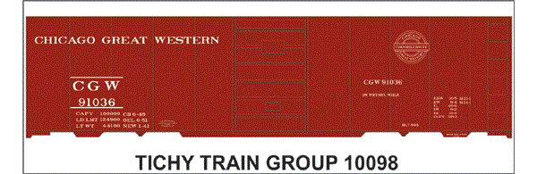 #10098-6N CGW 40' STEEL BOXCAR 6 SETS