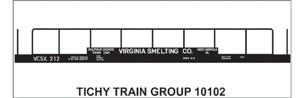 #10102-6N VIRGINIA SMELTING CO SULPHUR DIOXIDE TANK CAR 6 SETS