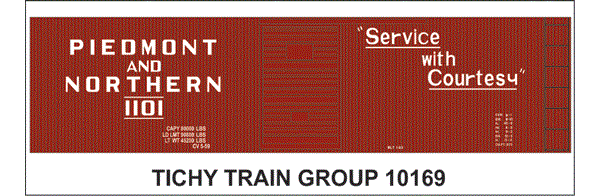 10169O PIEDMONT & NORTHERN 40' DS BOXCAR DECAL