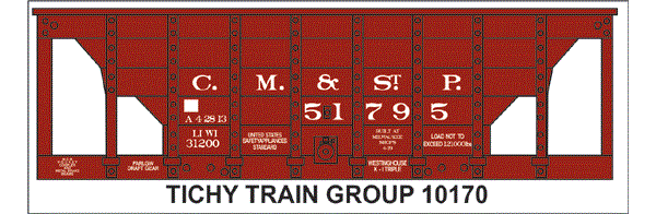 10170-6 CM&STP 22' WOOD ORE CAR DECAL 12 SETS