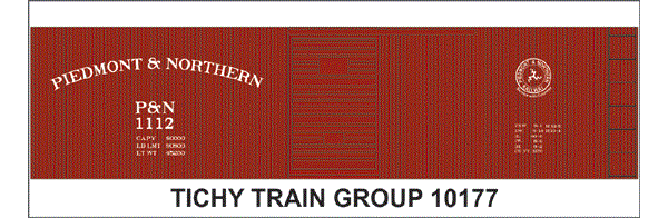10177S PIEDMONT & NORTHERN 40' DS BOXCAR DECAL