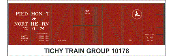 10178O PIEDMONT & NORTHERN 40' SS BOXCAR DECAL