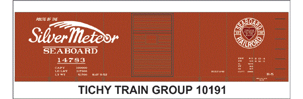 10191-6 SAL 40' SILVER METEOR STL BOXCAR DECAL 6 SETS