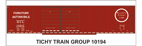 10194-6 ACL 50' DOUBLE DOOR STEEL BOXCAR DECAL 6 SETS