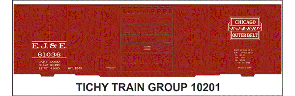 10201S-6 EJ&E 40' STEEL BOXCAR DECAL 6 SETS