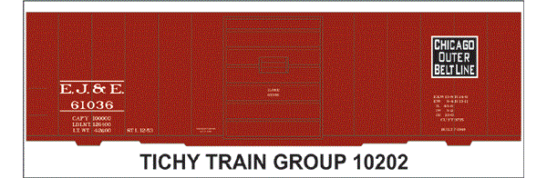 10202O-6 EJ&E 40' STEEL BOXCAR DECAL 6 SETS