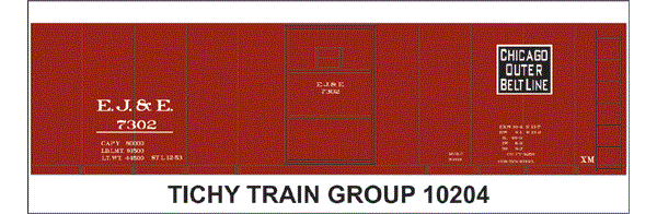 10204N-6 EJ&E 40' STEEL BOXCAR DECAL 6 SETS