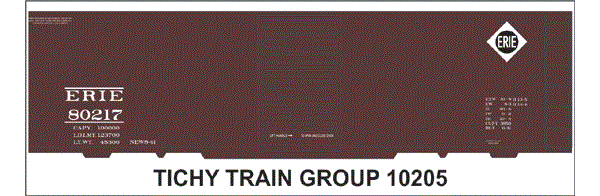10205O-6 ERIE 40' STEEL BOXCAR DECAL 6 SETS