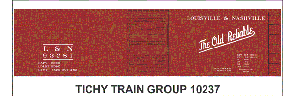 10237S-6 L & N 40' STEEL BOXCAR DECAL 6 SETS
