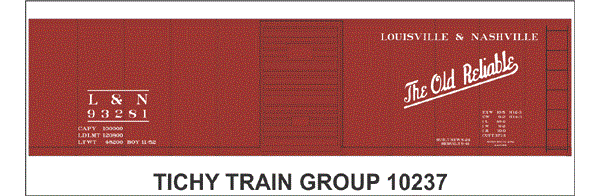 10237N-6 L & N 40' STEEL BOXCAR DECAL 6 SETS