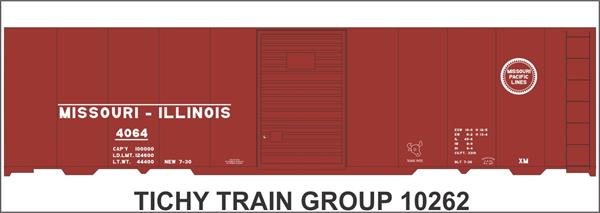 #10262-6O MOPAC (MO-ILL) 40' STEEL BOXCAR DECAL 6 SETS