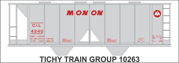 #10263-6O MONON COVERED HOPPER DECAL 6 SETS