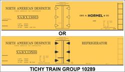 #10289-6O HORMEL NADX 40' WOOD REEFER DECAL 6 SETS