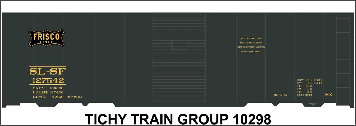 Decal Tichy Train Group O #10298O SL-SF 40' Steel Boxcar 