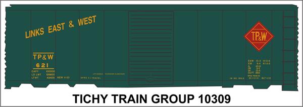 #10309-6S TP&W 40' STEEL BOXCAR DECAL 6 SETS