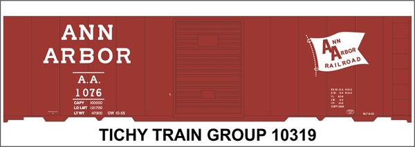 #10319-6S ANN ARBOR 1953 40' STEEL BOXCAR DECAL 6 SETS