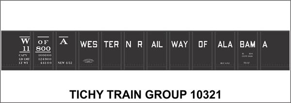 #10321-6O W of A 1952 41' STEEL GONDOLA DECAL 6 SETS