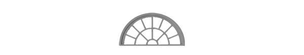 #2091 13 PANE 1/2 ROUND MASONRY WINDOW