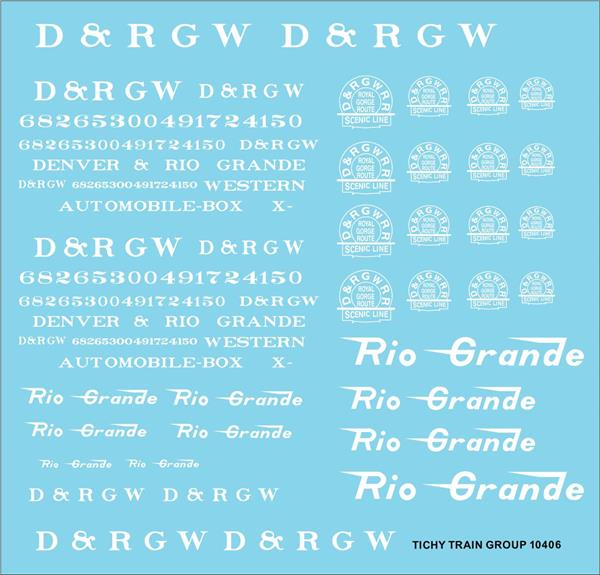 #10406-6N D&RGW ROADNAME SET WHITE 6 SETS