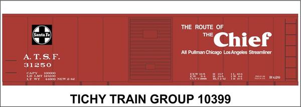 #10399-6S ATSF 40' STEEL BOXCAR DECAL 6 SETS