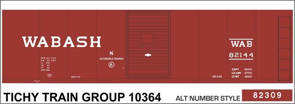 #10364-6 WABASH 40' STEEL BOXCAR DECAL 6 SETS