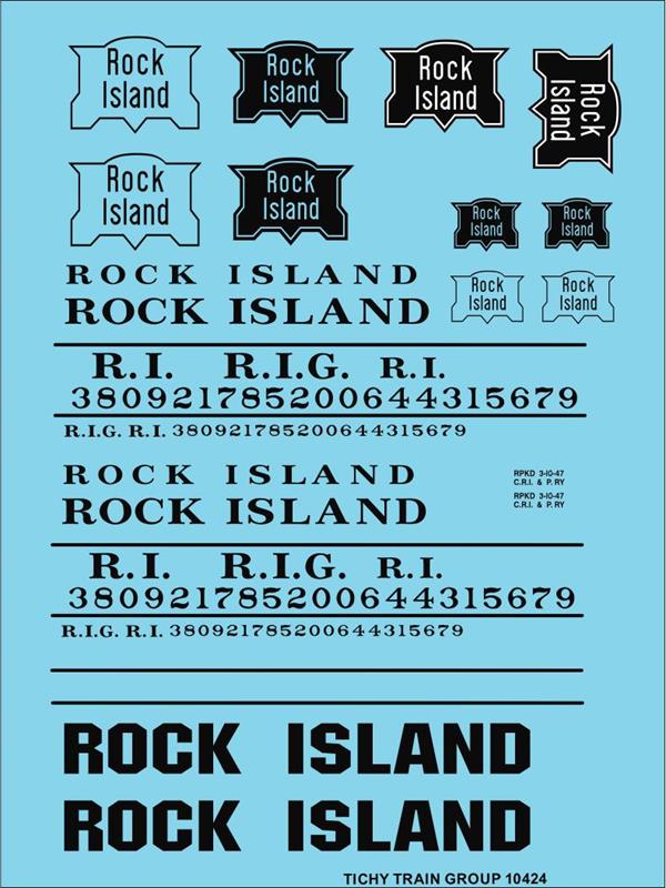#10424-6O ROCK ISLAND ROADNAME SET BLACK 6 SETS