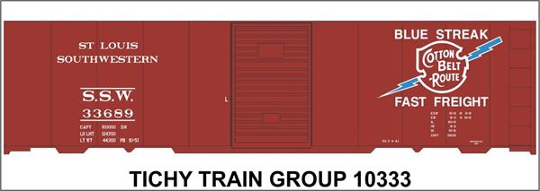 #10333N SSW COTTON BELT 40' STEEL BOXCAR DECAL