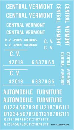 #10411-6O CENTRAL VERMONT ROADNAME SET WHITE 6 SETS