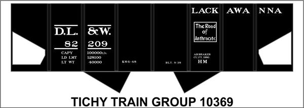 #10369-6O DL&W 2 BAY STEEL HOPPER DECAL 6 SETS