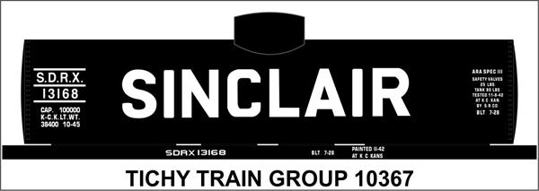 #10367N SINCLAIR 8000 GAL TANK CAR DECAL