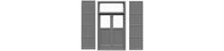 #8140 DOUBLE DOOR WITH TRANSOM & IRON SHUTTERS