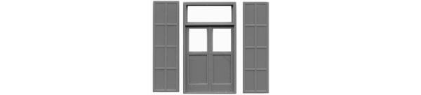 #8140 DOUBLE DOOR WITH TRANSOM & IRON SHUTTERS