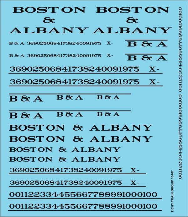 #10407-6S BOSTON & ALBANY ROADNAME SET BLACK 6 SETS