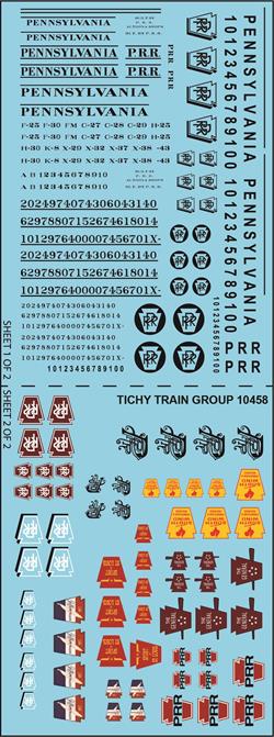 #10458 PRR ROADNAME SET WITH HERALDS BLACK RR