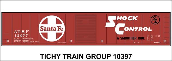 #10397-6S ATSF 50' STEEL BOXCAR DECAL 6 SETS