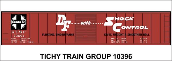 #10396-6S ATSF 50' STEEL BOXCAR DECAL 6 SETS