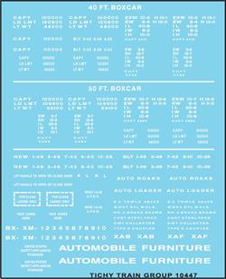 #10447 BOXCAR DATA SET 40'/50' WHITE GOTHIC