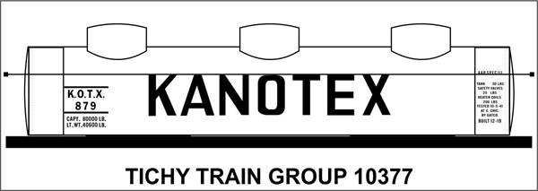 #10377-6S KANOTEX 8000 GAL 3 DOME TANK CAR DECAL 6 SETS